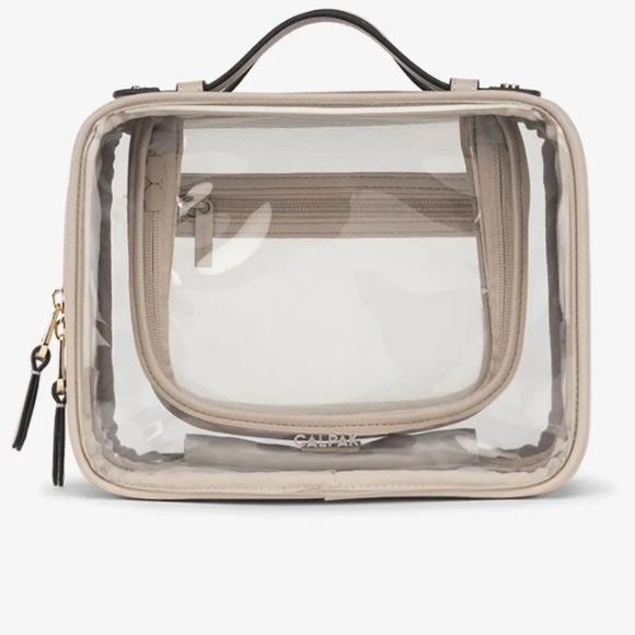 CALPAK Mini Clear Cosmetics Case Stone 8" x 6" x 4" - Picture 2 of 6